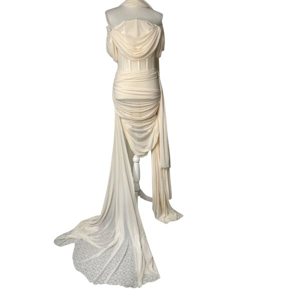 Deme by Gabriella Marianna Dress in Off White Small New Womens Scarf Mini - Picture 6 of 15